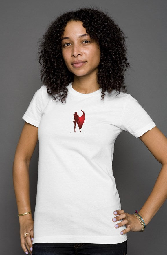 Warrioress Logo Series Red Sihlouette White T Shir